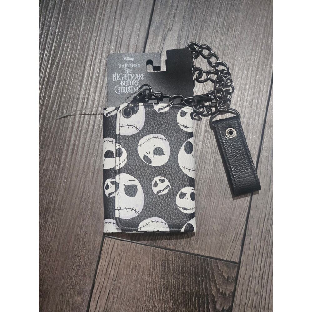 Disney Nightmare Before Christmas Jack Skellington Heads Chain BiFold Wallet NBC